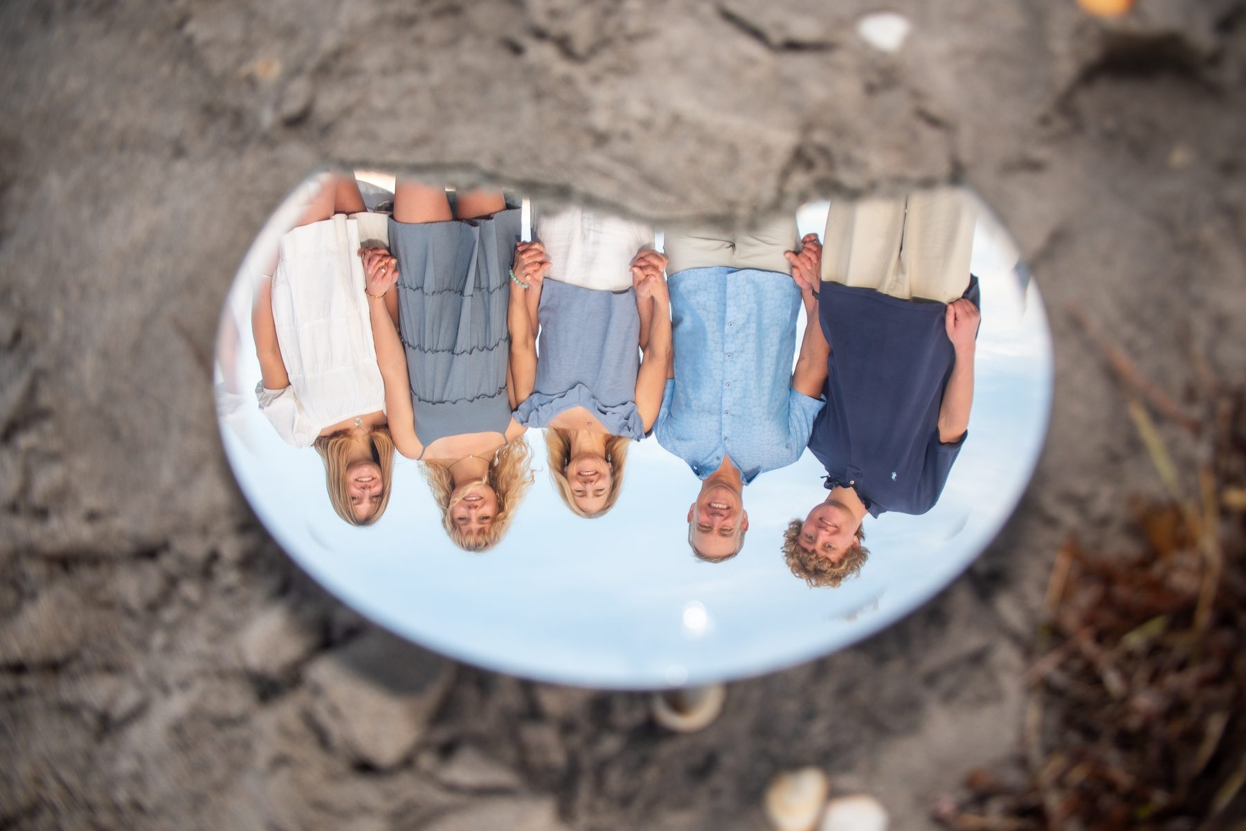 Family beach portrait flatlay — West Palm Beach lifestyle photography by Concha Solutions