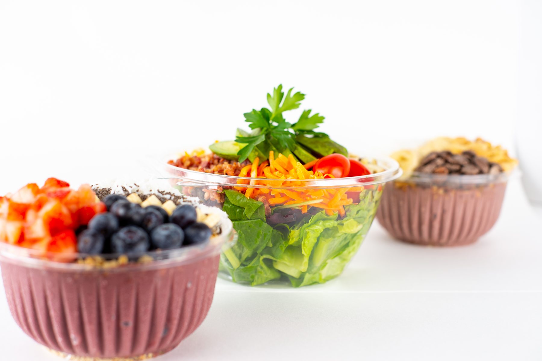 Acai bowls styled overhead — West Palm Beach food photography by Concha Solutions