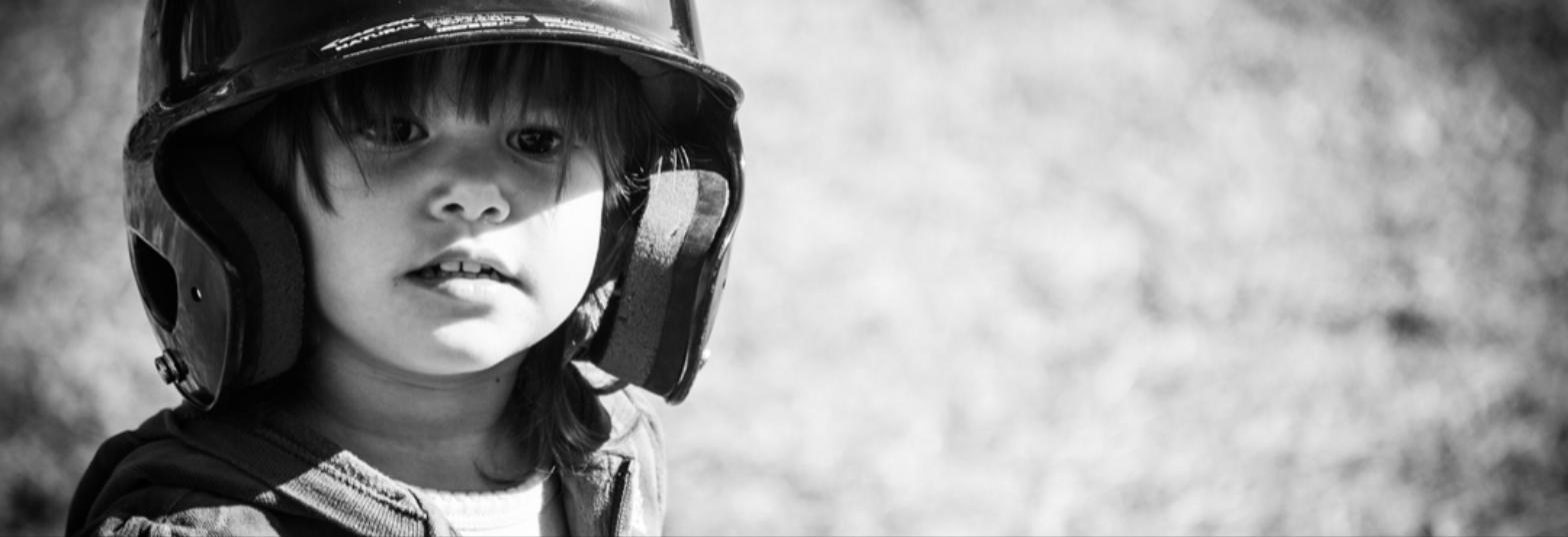 Youth baseball portrait, black and white