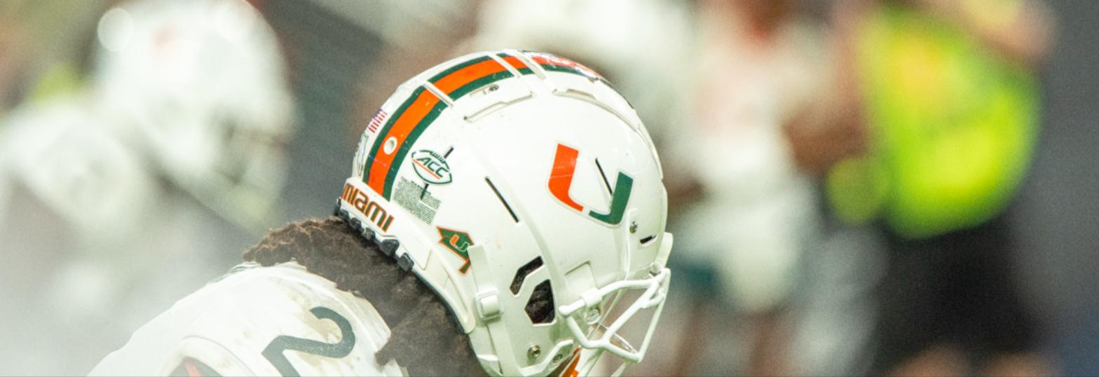University of Miami football helmet detail